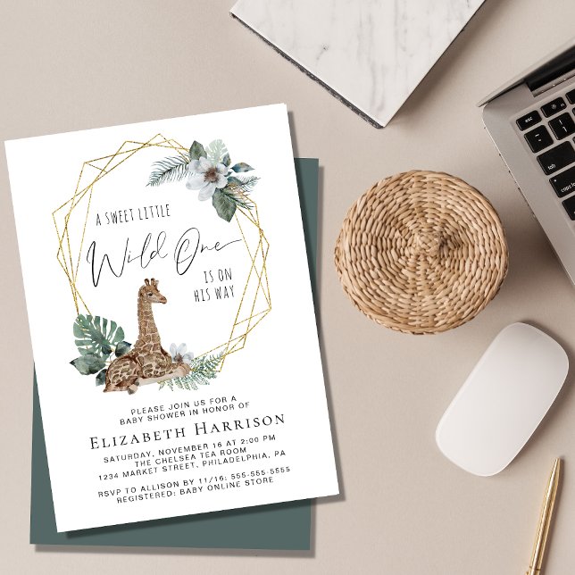 Boho Giraffe Watercolor Baby Shower Invitation (Creator Uploaded)