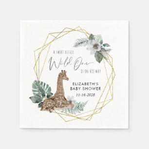 Boho Giraffe Watercolor Baby Shower Napkin