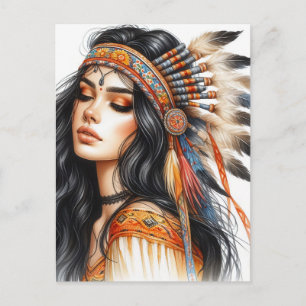 Boho Girl AI Art Bohemian Fashion Postcard