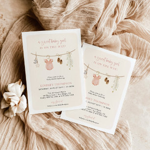 Boho Girl Baby Shower   Girl Outfit Baby Clothes Invitation