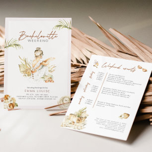 Boho Girl Beach Pampas Grass Bachelorette  Invitation