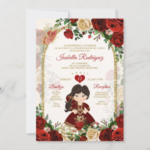 Boho Girl Burgundy Tres Años Bautizo 3rd Birthday Invitation