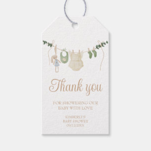 Boho Girl clothes line Baby Shower Guest Thank you Gift Tags
