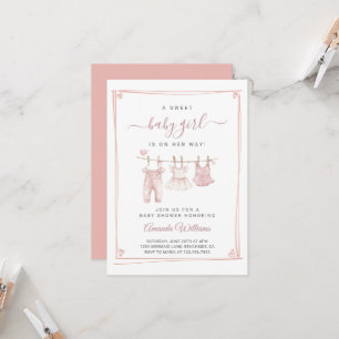 Boho Girl Clothesline Baby Shower Invitation