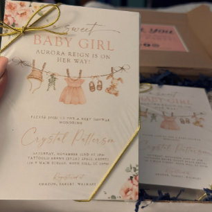 Boho Girl Clothesline Baby Shower Invitation