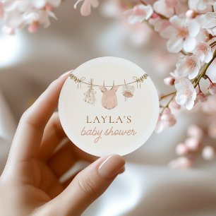 Boho Girl Clothesline Baby Shower Stickers