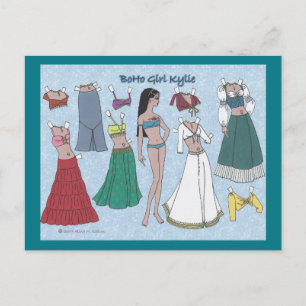 BoHo Girl Kylie Paper Doll Postcard