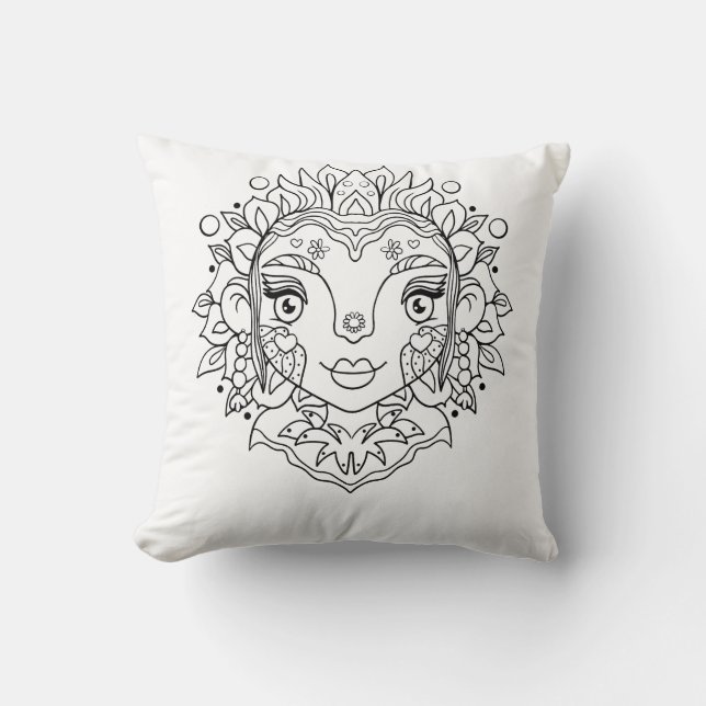 Boho Girl Mandala Cushion (Front)
