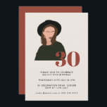 Boho Girl Mod Minimalist Terracotta 30th Birthday Invitation<br><div class="desc">Can be fully customised to suit your needs.
© Gorjo Designs. Made for you via the Zazzle platform. 

// Need help customising your design? Got other ideas? Feel free to contact me (Zoe) directly.

Optional: Background colour and fonts can be changed to match your theme.</div>