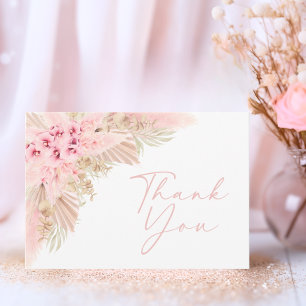 Boho Girl Pampas Orchid Thank You Baby Shower Card