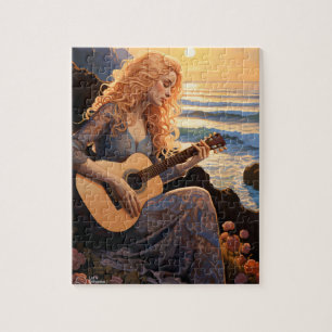 BoHo Girl plays Guitar Jigsaw Puzzle