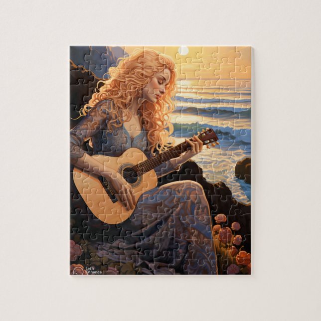 BoHo Girl plays Guitar Jigsaw Puzzle (Vertical)