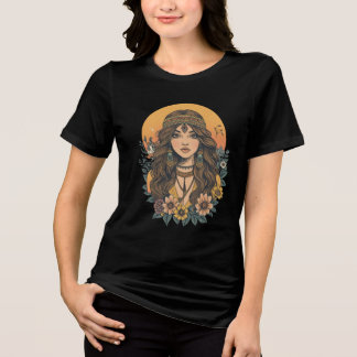 Boho Girl T-Shirt | Aesthetic Floral Vintage Style Tri-Blend Shirt