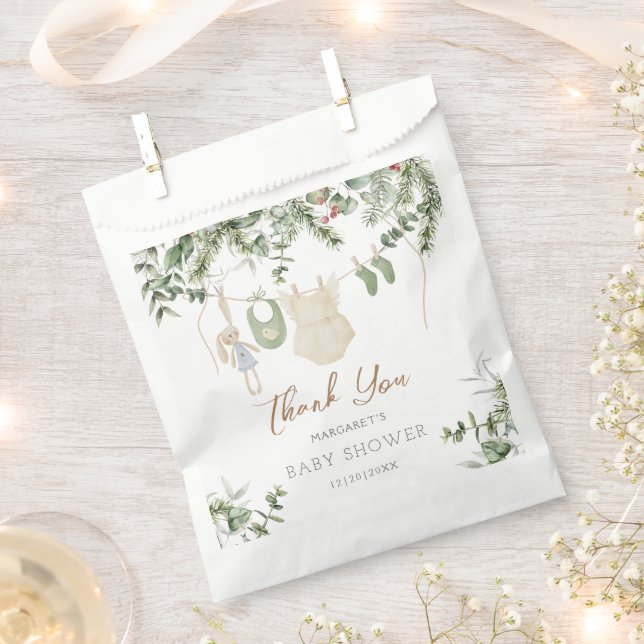 Boho Girl Winter Baby Shower Thank You Favour Bags (Clipped)