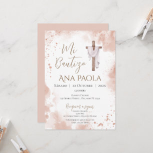 Boho girl's baptism invitation