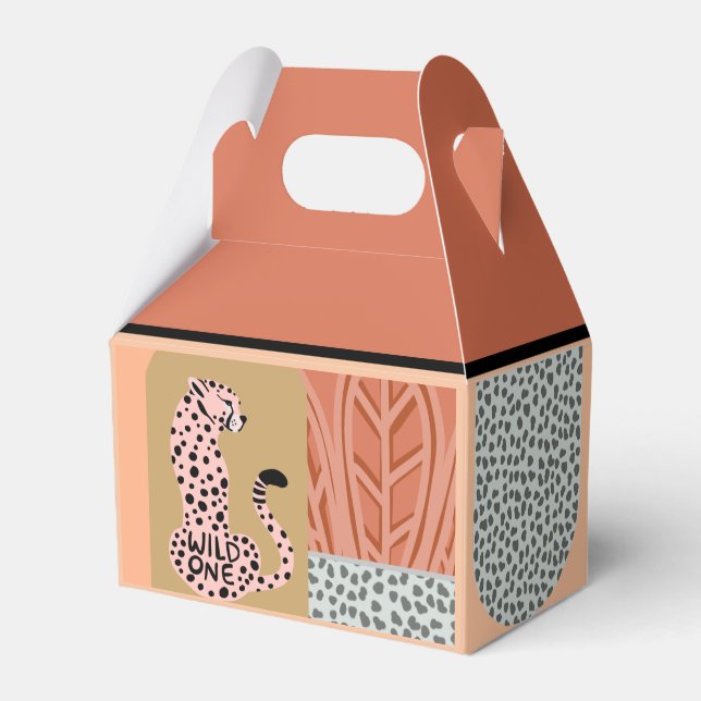 Boho Girls First Birthday Wild One Leopard Favour Box (Front Side)