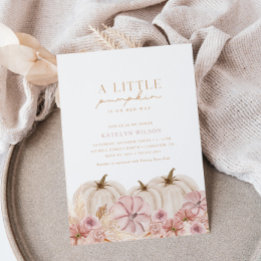 Boho Girls Pampas Grass Pumpkin Baby Shower Invitation