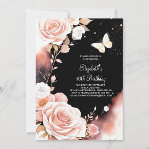 Boho Glam Digital 40th Birthday Invitation