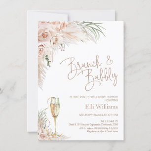 Boho Glass Floral Bridal & Bubbly Bridal Shower Invitation