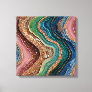 Boho Glitter Agate Canvas Art
