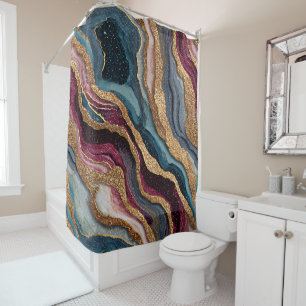 Boho Glitter Agate Shower Curtain