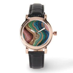 Boho Glitter Agate Watch