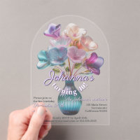 Boho glossy glass flower bouquet 40th birthday