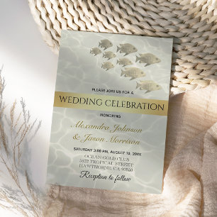 Boho Gold Beach Wedding Invitation