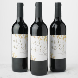 Boho Gold Butterflies Glitter Chic Bridal Shower Wine Label