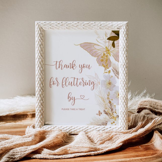 Boho gold butterfly Thank you for fluttering by Poster (Creator Uploaded)