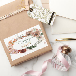 Boho gold eucalyptus baby shower thank you rectangular sticker