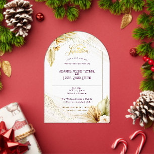 Boho Gold Floral Acrylic Wedding Invitation