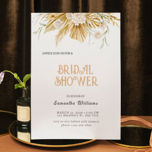 Boho Gold Floral Bridal Shower Invitation