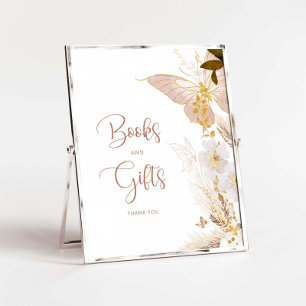 Boho gold floral butterfly Books and Gifts Poster
