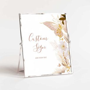 Boho gold floral butterfly Custom Poster