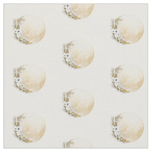 Boho Gold Floral Moon Pattern Fabric