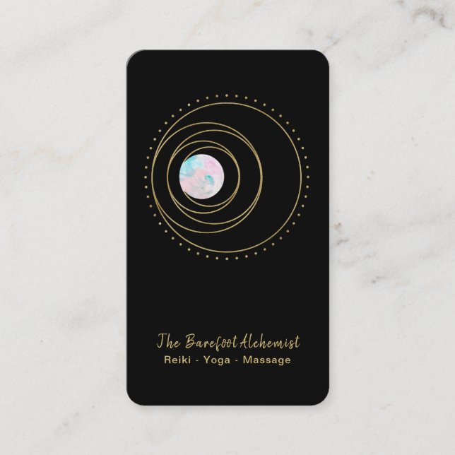 *~*  Boho Gold Geometric Mandala Sacred Geometry Business Card (Front)