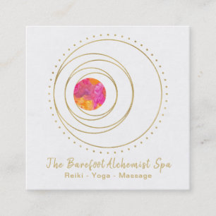 *~*  Boho Gold Sacred Geometry Lunar Moon Luna Square Business Card