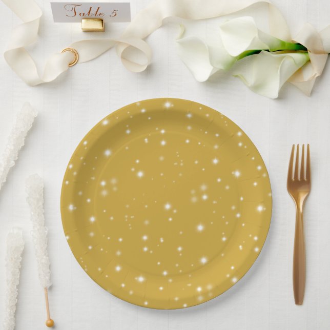Boho Gold Starlight Paper Plate (Wedding)