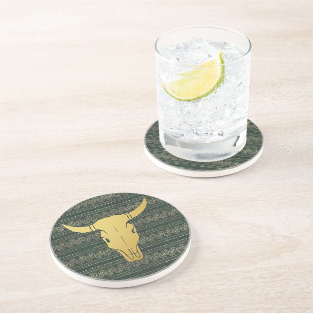Boho Gold Steer  Coaster (Side)