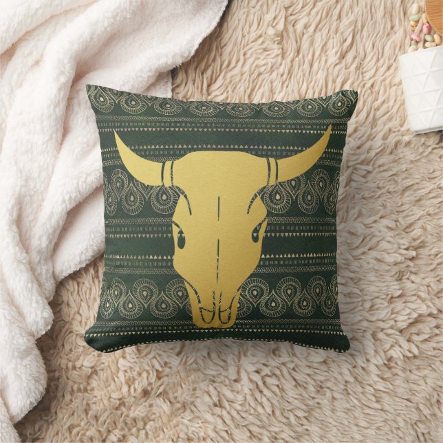 Boho Gold Steer Cushion (Blanket)