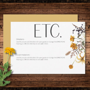 Boho Golden Yellow Meadow Flowers Gold Details Enclosure Card