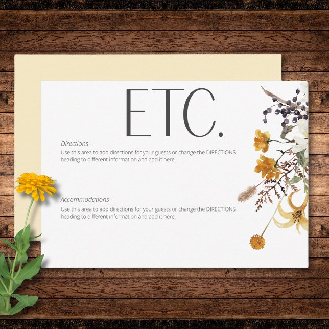 Boho Golden Yellow Meadow Flowers Yellow Details Enclosure Card (Boho Golden Yellow Meadow Flowers Yellow Details Enclosure Card)