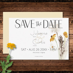 Boho Golden Yellow Meadow Flowers Yellow Wedding Save The Date