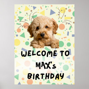 Boho Goldendoodle First Birthday Welcome Sign On