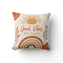 Boho Good Vibes Hello Sunshine Throw Pillow