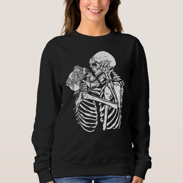 boho goth skeleton lovers valentines skull sweatshirt (Front)