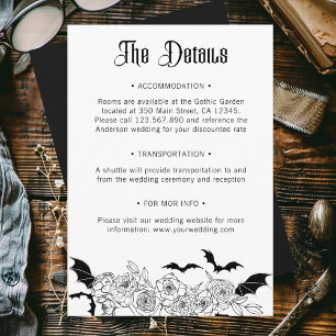 Boho Gothic Botanical Wedding Details Enclosure Card