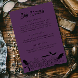 Boho Gothic Botanical Wedding Details Purple Enclosure Card