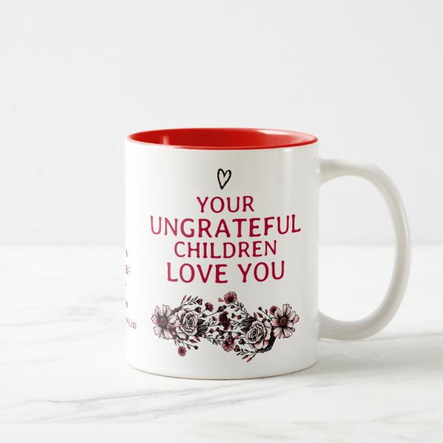 Boho Gothic Modern Ungrateful Children Mothers Day Two-Tone Coffee Mug (Right)